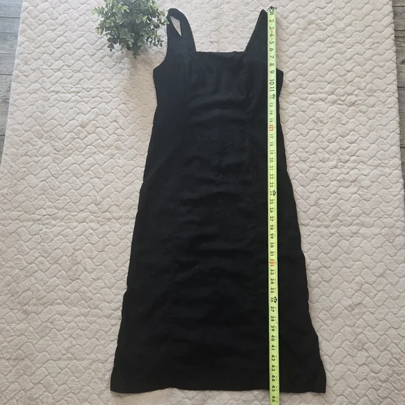Old Navy Black Linen-Blend Squareneck Midi-Dress, Size Medium - Picture 4 of 7